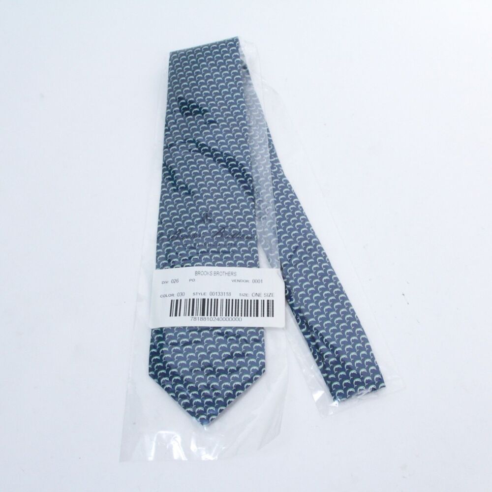NWT Brooks Brothers Mens Blue Silk Whimsical Dolphin Classic Preppy Slim Necktie